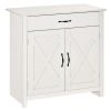 32" Farmhouse Sideboard Buffet Cabinet with Drawer, Barn Door Style Accent Cabinet Organizer for Kitchen, Living Room & Entryway, White Wash