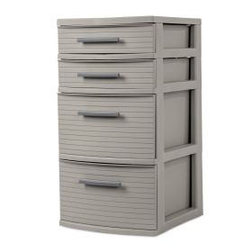 4 Drawer Weave Tower Dark Gray - Plastic Storage Organizer, Portable Utility Drawers, Universal Storage