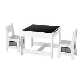 VEVOR Kids Table and 2 Chairs Set, Toddler Table and Chair Set with Storage Space under the Table, Cloth Storage Box under the Chairs