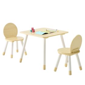 VEVOR Kids Table and 2 Chairs Set, Toddler Table and Chair Set with Rounded Edge Design & Graffiti Desktop, Wooden Desk for Art, Craft, Reading
