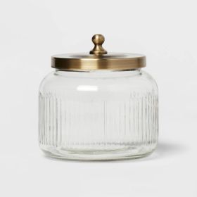 Small Glass Bath Canister Brass : Elegant Storage Container with Lid for Bathroom Organization
