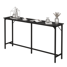 71-Inch Bar Table (Black) - 209 lbs Capacity Pub Height Table with Durable MDF Top & Metal Frame, Ideal for Kitchen/Bar Counte