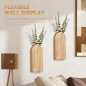 Pine Wood Set of 2 Wall Vases – Farmhouse Wall Decor for Bedroom, Living Room