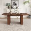 62.9 Inch Oval Dining Table for 6, Walnut Veneer MDF Tabletop with MDF Base