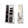 360°Swivel Jewelry Cabinet with Full Length Mirror, 360°Rotating Standing Jewelry Armoire Organizer, Lockable Storage Cabinet, Interior Lighted Mirror