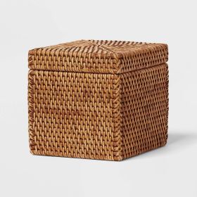 Natural Woven Tank Storage: Rattan Bath Caddy for Shower Organization, Beige Bathroom Accessory