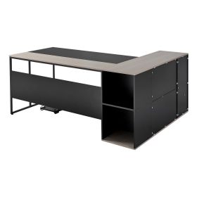 VEVOR L-Shaped Executive Desk, Large Modern Office Table with Drawers & Storage Cabinet, Heavy Duty Wooden Executive Table with CPU Stand