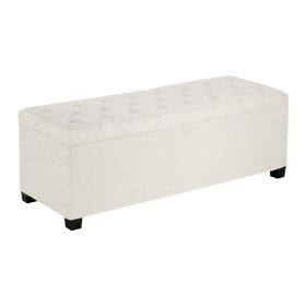 VEVOR Storage Ottoman Bench, Button-Tufted End of Bed Bench with Side Bags, Flip-up Upholstered Storage Chest with Metal Frame