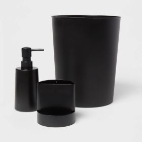 Bath Coordinates Bundle Black: Plastic Hand Washable, Includes Wastebasket & Soap Dispenser