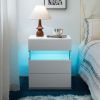 LED Nightstands 3 Drawer Dresser for Bedroom with 16RGB Color Lights,Bedside Tables for Living Room Bedside Furniture (White)
