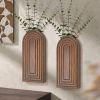 Pine Wood Set of 2 Wall Vases for Indoor Plants & Flowers – Farmhouse Wall Art for Living Room