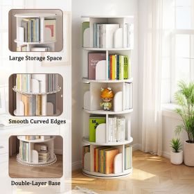 5 Tier Rotating Bookshelf, 360° Display Round Spinning Bookshelf, Space-Saving, Small Space Rotating Bookshelf Tower for Bedroom, Living Room, Home