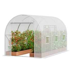 VEVOR Walk-in Tunnel Greenhouse, 9.6x6.4x6.2 ft Hoop House Greenhouse Tunnel, Plant Hot House with Galvanized Steel Frame, White PE Cover