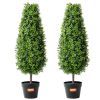 VEVOR Artificial Boxwood Topiary Tree, 36 inch Tall (2 Pieces), Faux Topiary Trees, Green Faux Plant w/ Extra Leaves & Pot & Small Decoration