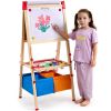 VEVOR Art Easel for Kids, 3-in-1 Wooden Double-Sided Kid's Art Easel with Magnetic Whiteboard, Chalkboard, Paper Roll
