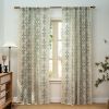 PixelForge Linen Farmhouse Curtains for Living Room 86 inch Country Curtains,Leaf Pattern Rod Pocket Semi Blackout Curtain,1 Panel