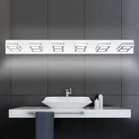 39" Modern Chrome 6-Light LED Vanity Light, Square Acrylic Lampshades Wall Mount Fixture for Bathroom, Mirror Lighting