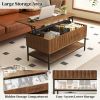 Lift Top Coffee Table 39.4 Inch Rectangle, Farmhouse Style with Hidden Storage & Lower Shelf, Sturdy Steel Legs, Easy Assembly for Living Room