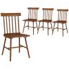 Dining Chairs Set of 4, Farmhouse Wood Kitchen Chairs with Rubber Wood Frame, Spindle Back for Dining Room, Light Brown