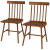 Dining Chairs Set of 2, Farmhouse Wood Kitchen Chairs with Rubber Wood Frame, Spindle Back for Dining Room, Light Brown