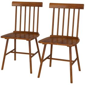 Dining Chairs Set of 2, Farmhouse Wood Kitchen Chairs with Rubber Wood Frame, Spindle Back for Dining Room, Light Brown