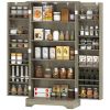 50" Pantry Storage Cabinet, Farmhouse Kitchen Pantry Cabinet with Doors, Adjustable Shelves, Distressed Grey
