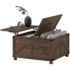 Coffee Table with Lift Top, 32" Farmhouse Center Table with Hidden Compartment for Living Room, Brown Wood Grain