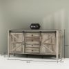 59" Buffet Cabinet, Farmhouse Sideboard with Thick Top, 2 Barn Doors, 4 Drawers and 2 Adjustable Shelves, Gray Wash