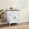 Farmhouse Buffet Cabinet with Drawer and Adjustable Shelf, Rustic White & Honey Brown Storage Cabinet, Barn Door Accent Sideboard for Kitchen