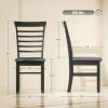 Wooden Dining Chairs Set of 2, Farmhouse Upholstered Kitchen Chairs with Rubber Wood Frame, Black and Gray