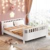 Full Size Wood Platform Bed for Kids, Wood Low Profile Full Bed with Rails for Girls and Boys, White (Patented Design, Old SKU W2593P233767)