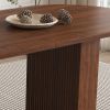 62.9 Inch Oval Dining Table for 6, Walnut Veneer MDF Tabletop with MDF Base