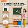 VEVOR Art Easel for Kids, 3-in-1 Wooden Double-Sided Kid's Art Easel with Magnetic Whiteboard, Chalkboard, Paper Roll