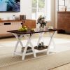 40 Inch Farmhouse Wooden 2-Tier Coffee Table with Storage Shelf for Living Room