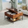 Farmhouse Flip Top Coffee Table with Storage – 31.5" Rustic Wood Grain Table, Hidden Storage Compartment for Living Room
