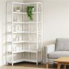 Corner bookshelves, display racks, and showcases save space and are suitable for small rooms