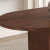 62.9 Inch Oval Dining Table for 6, Walnut Veneer MDF Tabletop with MDF Base
