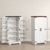 47" Kitchen Pantry Storage Cabinet, Farmhouse Kitchen Pantry Cabinet with Adjustable Shelves and Door Shelves, White