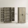 50" Pantry Storage Cabinet, Farmhouse Kitchen Pantry Cabinet with Doors, Adjustable Shelves, Distressed Grey