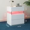 LED Nightstands 3 Drawer Dresser for Bedroom with 16RGB Color Lights,Bedside Tables for Living Room Bedside Furniture (White)