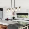37" Brushed Nickel 5-Light Chandelier - Contemporary Kitchen Island Pendant Light with Clear Glass Shades for Dining Room, Farmhouse