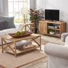 Farmhouse Rectangle Coffee Table, Rustic Weathered Oak
