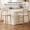 Counter Height Bar Stools Set of 2, Upholstered Counter Stools Modern Barstools with Metal Legs for Kitchen Island Dining Room, Beige