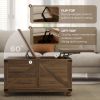 Coffee Table with Lift Top, 32" Farmhouse Center Table with Hidden Compartment for Living Room, Brown Wood Grain