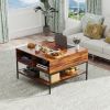 Farmhouse Flip Top Coffee Table with Storage – 31.5" Rustic Wood Grain Table, Hidden Storage Compartment for Living Room