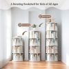 5 Tier Rotating Bookshelf, 360° Display Round Spinning Bookshelf, Space-Saving, Small Space Rotating Bookshelf Tower for Bedroom, Living Room, Home