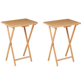 Indoor Single Folding TV Tray Table Natural L 19 x W 15 x H 26 inches. (Color: 2 Pack)