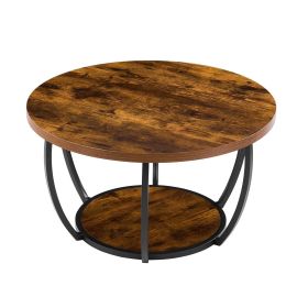 VEVOR Coffee Table, Modern Round Coffee Table, 2 Tiers Wooden Circle Center Desk with Open Storage (Default: Default)